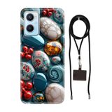 Senada Oppo A96 ile Uyumlu Kılıf Çakıl Taşları Desenli Silikon İpli Boyun Askı Aparatı