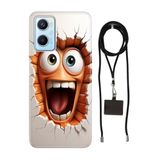 Senada Oppo A96 ile Uyumlu Kılıf Funny Desenli Silikon İpli Boyun Askı Aparatı