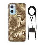 Senada Oppo A96 ile Uyumlu Kılıf Golden Hill Desenli Silikon İpli Boyun Askı Aparatı