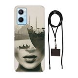 Senada Oppo A96 ile Uyumlu Kılıf İstanbul Desenli Silikon İpli Boyun Askı Aparatı