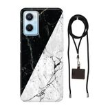 Senada Oppo A96 ile Uyumlu Kılıf Mermer Desenli Silikon İpli Boyun Askı Aparatı