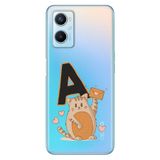 Senada Oppo A96 ile Uyumlu Kılıf Resimli Desenli Silikon Kedili A Harfi