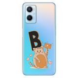 Senada Oppo A96 ile Uyumlu Kılıf Resimli Desenli Silikon Kedili B Harfi