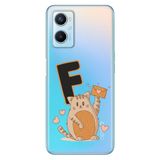 Senada Oppo A96 ile Uyumlu Kılıf Resimli Desenli Silikon Kedili F Harfi