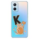 Senada Oppo A96 ile Uyumlu Kılıf Resimli Desenli Silikon Kedili K Harfi