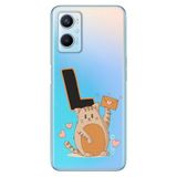 Senada Oppo A96 ile Uyumlu Kılıf Resimli Desenli Silikon Kedili L Harfi
