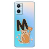 Senada Oppo A96 ile Uyumlu Kılıf Resimli Desenli Silikon Kedili M Harfi