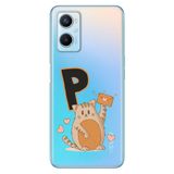 Senada Oppo A96 ile Uyumlu Kılıf Resimli Desenli Silikon Kedili P Harfi