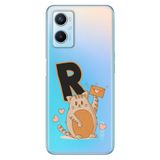 Senada Oppo A96 ile Uyumlu Kılıf Resimli Desenli Silikon Kedili R Harfi