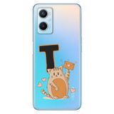 Senada Oppo A96 ile Uyumlu Kılıf Resimli Desenli Silikon Kedili T Harfi