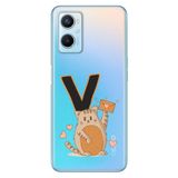 Senada Oppo A96 ile Uyumlu Kılıf Resimli Desenli Silikon Kedili V Harfi