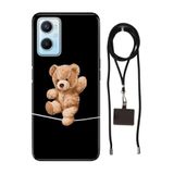 Senada Oppo A96 ile Uyumlu Kılıf Teddy-Bear Cambaz Desenli Silikon İpli Boyun Askı Aparatı