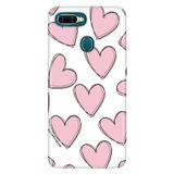 Senada Oppo Ax7 A12 A5S İle Uyumlu Kılıf Silikon Desenli Tam Koruma Resimli Kapak Pembe Çizgili Kalpler