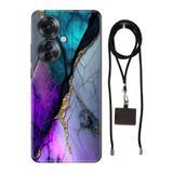 Senada Oppo Reno 11F ile Uyumlu Kılıf Altın Tozu Silikon İpli Boyun Askı Aparatı
