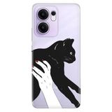 Senada Oppo Reno 13F 5G İle Uyumlu Kılıf Dekoratif Silikon Baskılı Kapak Sanat Kedi