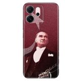 Senada Oppo Reno 14F 5G ile Uyumlu Silikon Kılıf, UV Baskılı, Atatürk Portresi, Çok Renkli