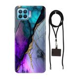 Senada Oppo Reno 4 Lite ile Uyumlu Kılıf Altın Tozu Desenli Silikon İpli Boyun Askı Aparatı