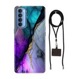 Senada Oppo Reno 4 Pro ile Uyumlu Kılıf Altın Tozu Silikon İpli Boyun Askı Aparatı