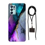 Senada Oppo Reno 6 ile Uyumlu Kılıf Altın Tozu Silikon İpli Boyun Askı Aparatı