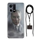 Senada Oppo Reno 7 4G ile Uyumlu Kılıf Atatürk 1938 Silikon İpli Boyun Askı Aparatı