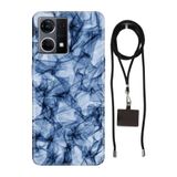 Senada Oppo Reno 7 4G ile Uyumlu Kılıf Blue Crystal Silikon İpli Boyun Askı Aparatı