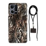Senada Oppo Reno 7 4G ile Uyumlu Kılıf Leopar Sanat Silikon İpli Boyun Askı Aparatı