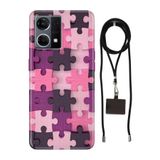 Senada Oppo Reno 7 4G ile Uyumlu Kılıf Puzzle Silikon İpli Boyun Askı Aparatı