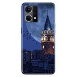 Senada Oppo Reno 7 4G ile Uyumlu Kılıf Resimli Desenli Silikon Galata Moon