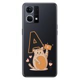 Senada Oppo Reno 7 4G ile Uyumlu Kılıf Resimli Desenli Silikon Kedili A Harfi