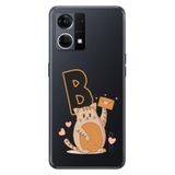 Senada Oppo Reno 7 4G ile Uyumlu Kılıf Resimli Desenli Silikon Kedili B Harfi