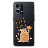 Senada Oppo Reno 7 4G ile Uyumlu Kılıf Resimli Desenli Silikon Kedili H Harfi