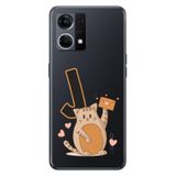 Senada Oppo Reno 7 4G ile Uyumlu Kılıf Resimli Desenli Silikon Kedili J Harfi
