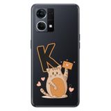 Senada Oppo Reno 7 4G ile Uyumlu Kılıf Resimli Desenli Silikon Kedili K Harfi