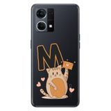 Senada Oppo Reno 7 4G ile Uyumlu Kılıf Resimli Desenli Silikon Kedili M Harfi