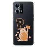 Senada Oppo Reno 7 4G ile Uyumlu Kılıf Resimli Desenli Silikon Kedili P Harfi