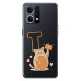 Senada Oppo Reno 7 4G ile Uyumlu Kılıf Resimli Desenli Silikon Kedili T Harfi