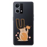 Senada Oppo Reno 7 4G ile Uyumlu Kılıf Resimli Desenli Silikon Kedili Ü Harfi