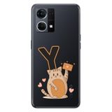 Senada Oppo Reno 7 4G ile Uyumlu Kılıf Resimli Desenli Silikon Kedili Y Harfi