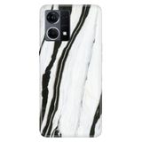 Senada Oppo Reno 7 4G ile Uyumlu Kılıf Resimli Desenli Silikon Siyah Beyaz Mermer
