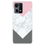 Senada Oppo Reno 7 4G İle Uyumlu Kılıf Silikon Desenli Tam Koruma Resimli Kapak Beyaz Gri Mermer
