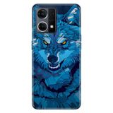 Senada Oppo Reno 7 4G İle Uyumlu Kılıf Silikon Desenli Tam Koruma Resimli Kapak Mavi Çizim Kurt