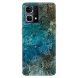 Senada Oppo Reno 7 4G İle Uyumlu Kılıf Silikon Desenli Tam Koruma Resimli Kapak Mavi Mermer