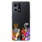 Senada Oppo Reno 7 4G İle Uyumlu Kılıf Silikon Desenli Tam Koruma Resimli Kapak Zebra Kaplan Retro