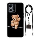 Senada Oppo Reno 7 4G ile Uyumlu Kılıf Teddy-Bear Cambaz Silikon İpli Boyun Askı Aparatı uyumlu