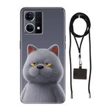 Senada Oppo Reno 7 4G ile Uyumlu Kılıf Uykulu Kedi Silikon İpli Boyun Askı Aparatı