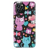 Senada Oukitel C21 Pro İle Uyumlu Kılıf Silikon Desenli Resimli Uv Kapak Pembe Kedi,Color184
