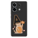 Senada Poco X6 - Xiaomi Redmi Note 13 Pro 5G ile Uyumlu Kılıf Resimli Desenli Silikon Kedili A Harfi