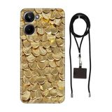 Senada Realme 10 4G ile Uyumlu Kılıf Gold Yaprak Silikon İpli Boyun Askı Aparatı