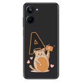 Senada Realme 10 4G ile Uyumlu Kılıf Resimli Desenli Silikon Kedili A Harfi
