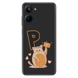 Senada Realme 10 4G ile Uyumlu Kılıf Resimli Desenli Silikon Kedili P Harfi